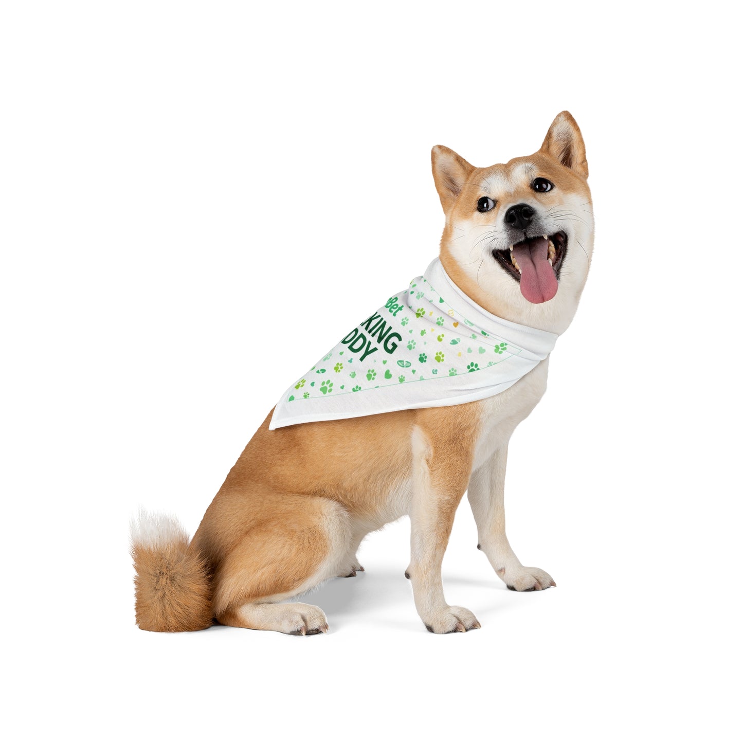 Pet Bandana — “StepBet Walking Buddy” Dog Bandana (Paw Print, Reflective Green)