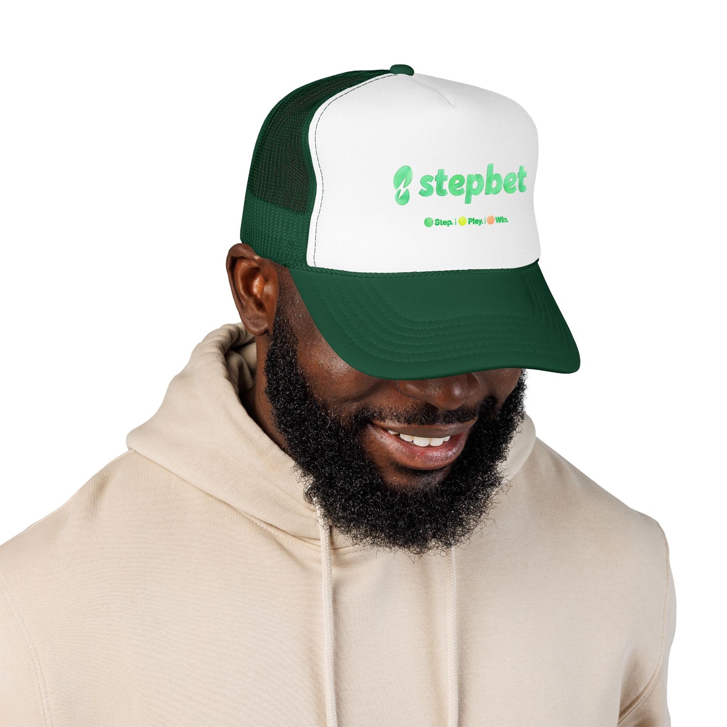 StepBet Logo Trucker Hat — Foam Mesh Fitness Cap