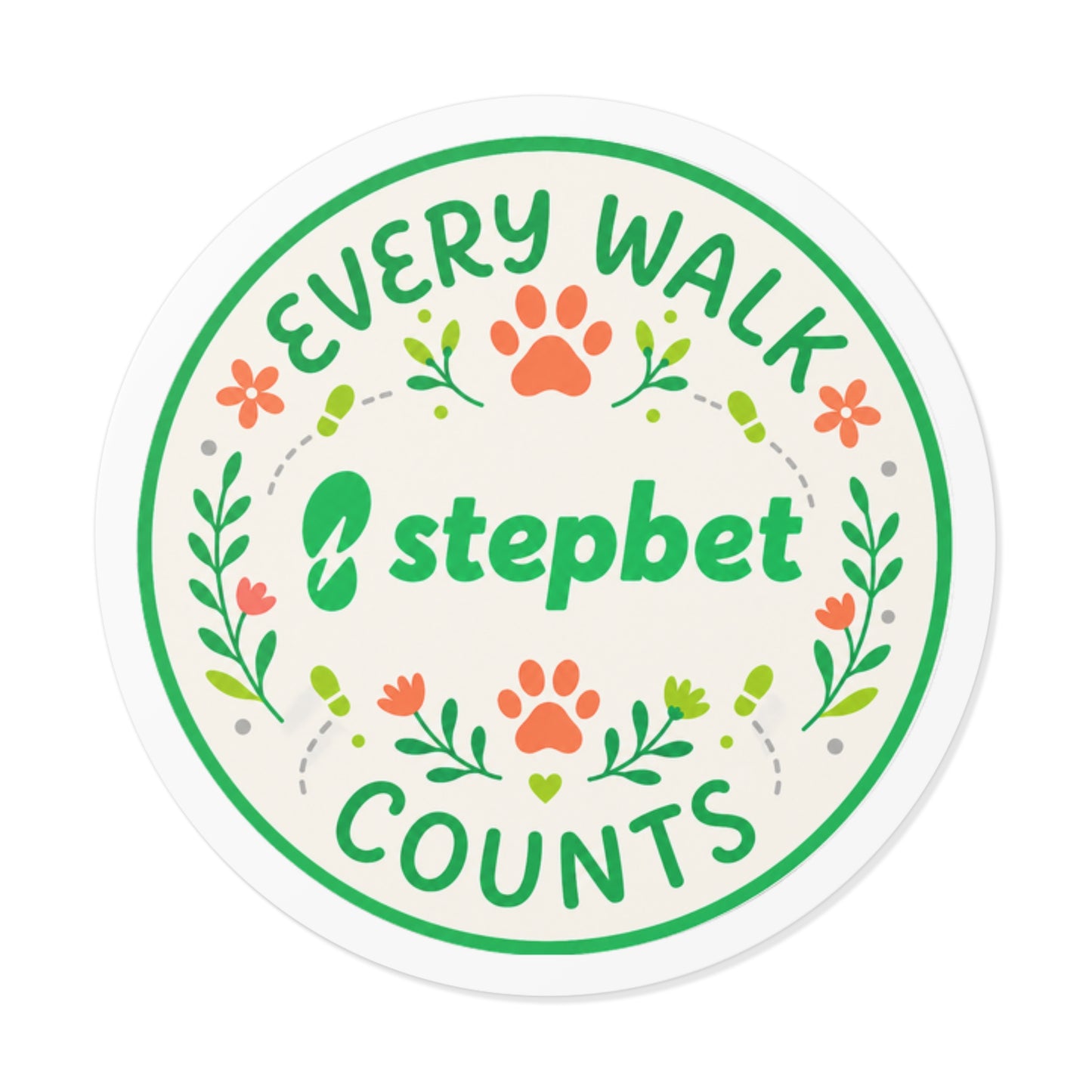 Every Walk Counts- StepBet Pawprint Round Vinyl Sticker