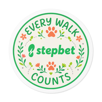 Every Walk Counts- StepBet Pawprint Round Vinyl Sticker