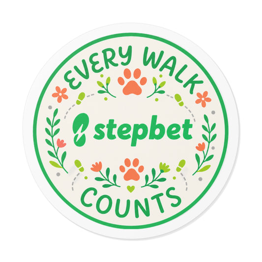 Every Walk Counts- StepBet Pawprint Round Vinyl Sticker