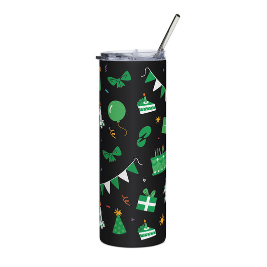 20oz Party Hat Stainless Steel Tumbler — Green Celebration Travel Cup