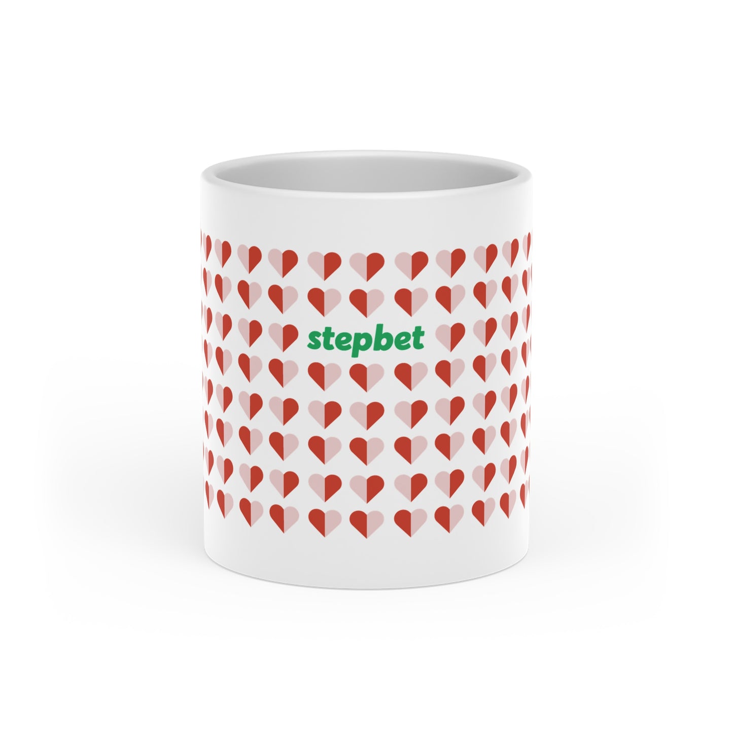 Heart Pattern Mug — 'stepbet' Logo Coffee Cup, Romantic Valentine Gift