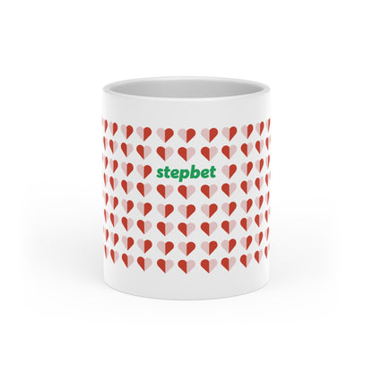 Heart Pattern Mug — 'stepbet' Logo Coffee Cup, Romantic Valentine Gift