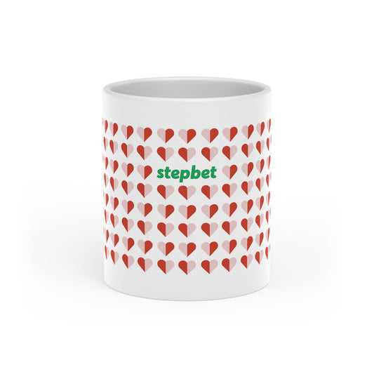 Heart Pattern Mug — 'stepbet' Logo Coffee Cup, Romantic Valentine Gift