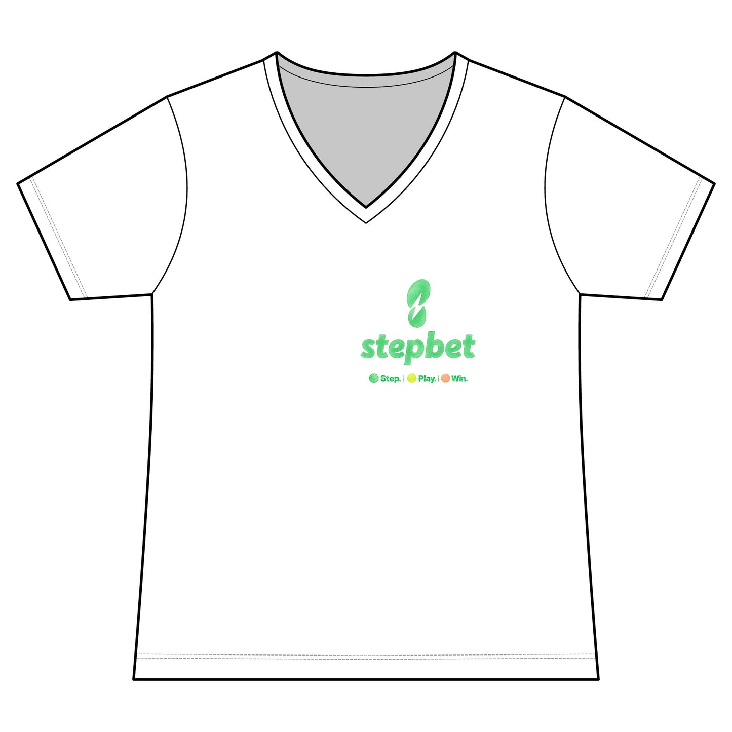 StepBet Logo V-Neck Tee — Women's Fitness Motivational Running Shirt