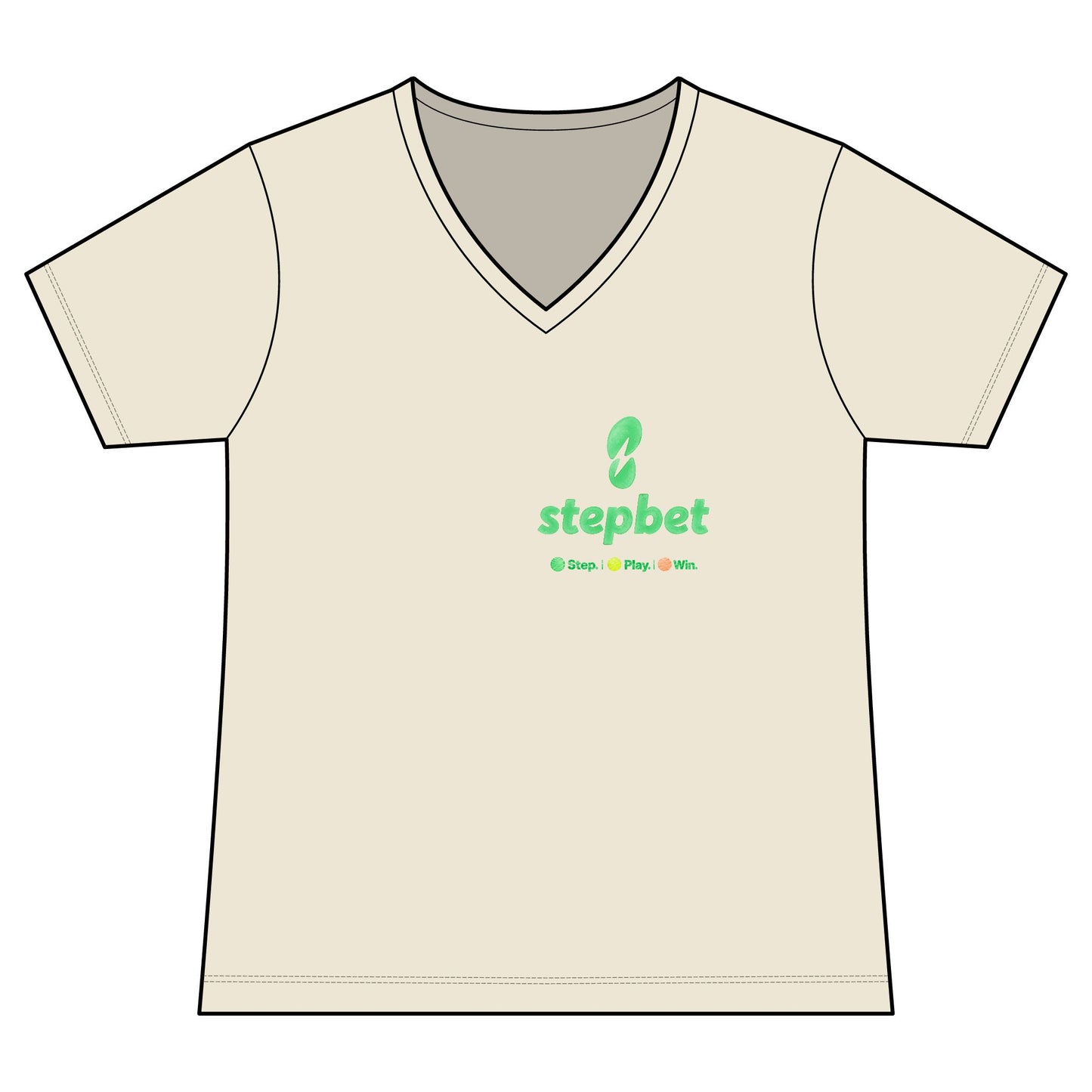StepBet Logo V-Neck Tee — Women's Fitness Motivational Running Shirt