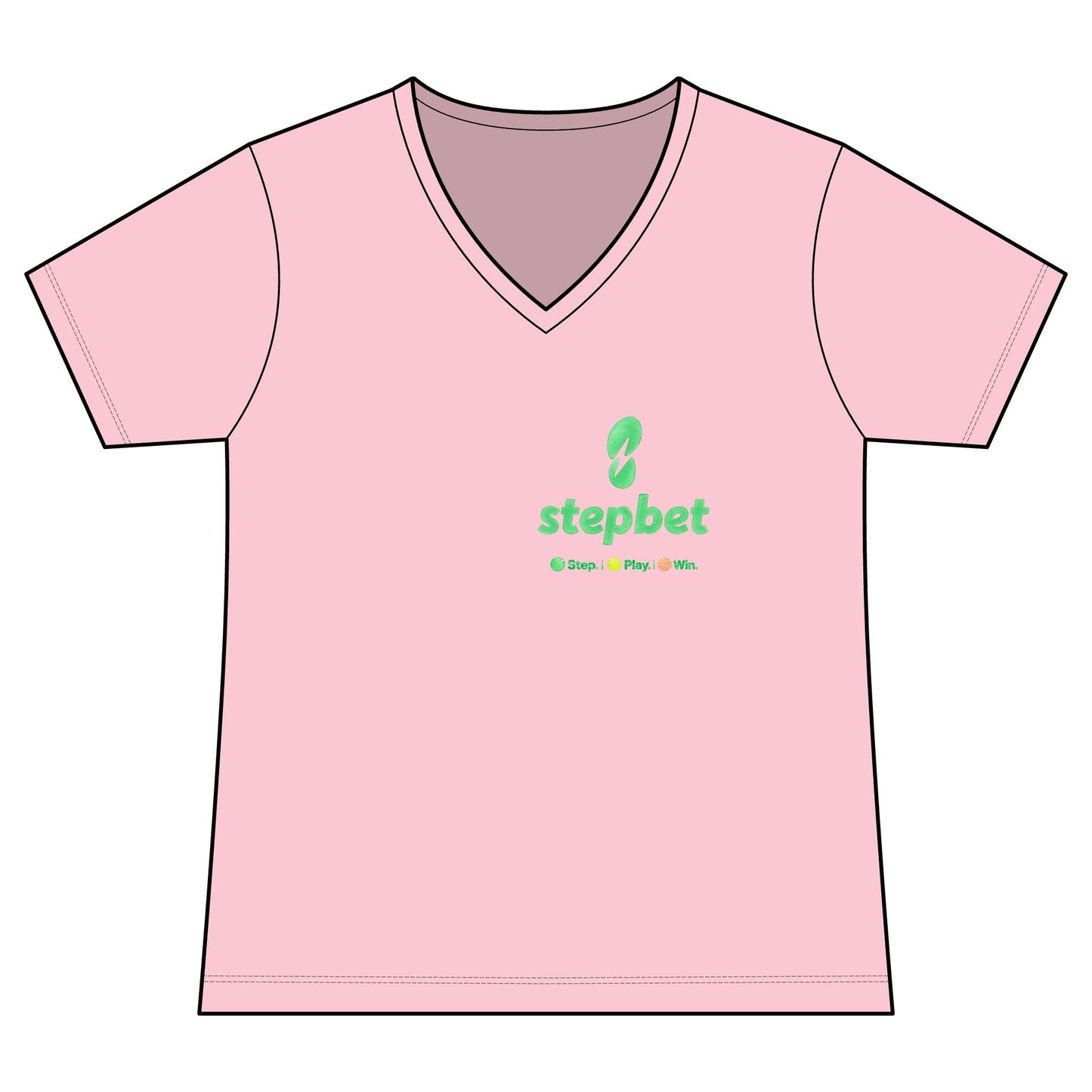 StepBet Logo V-Neck Tee — Women's Fitness Motivational Running Shirt
