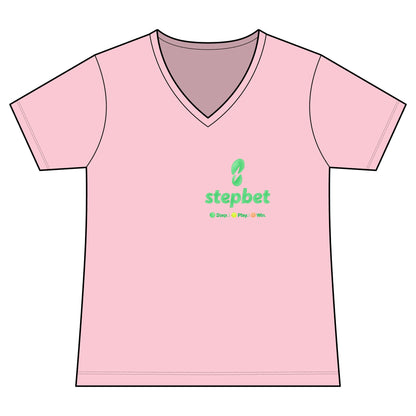 StepBet Logo V-Neck Tee — Women's Fitness Motivational Running Shirt