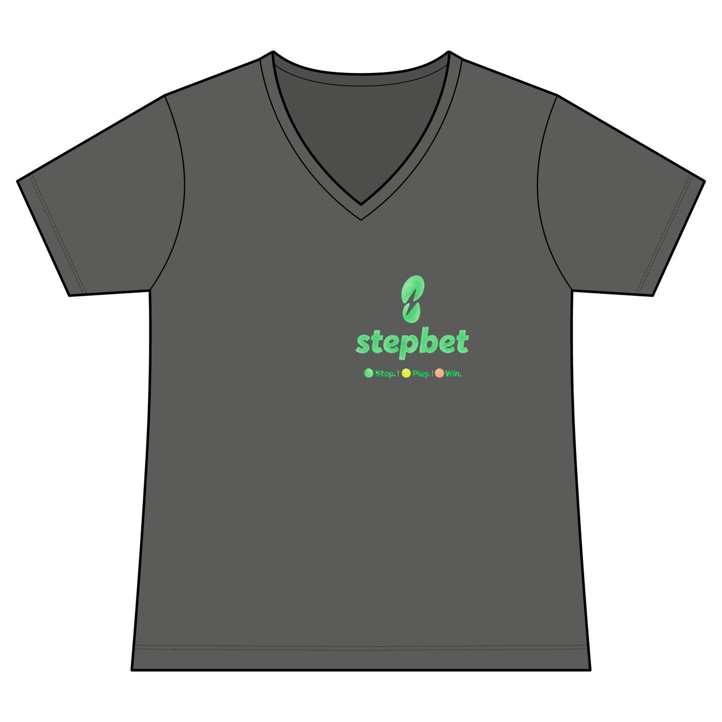 StepBet Logo V-Neck Tee — Women's Fitness Motivational Running Shirt