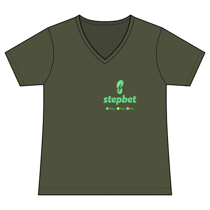 StepBet Logo V-Neck Tee — Women's Fitness Motivational Running Shirt