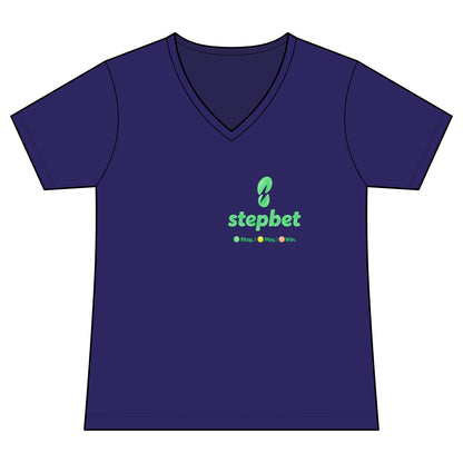StepBet Logo V-Neck Tee — Women's Fitness Motivational Running Shirt