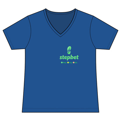 StepBet Logo V-Neck Tee — Women's Fitness Motivational Running Shirt