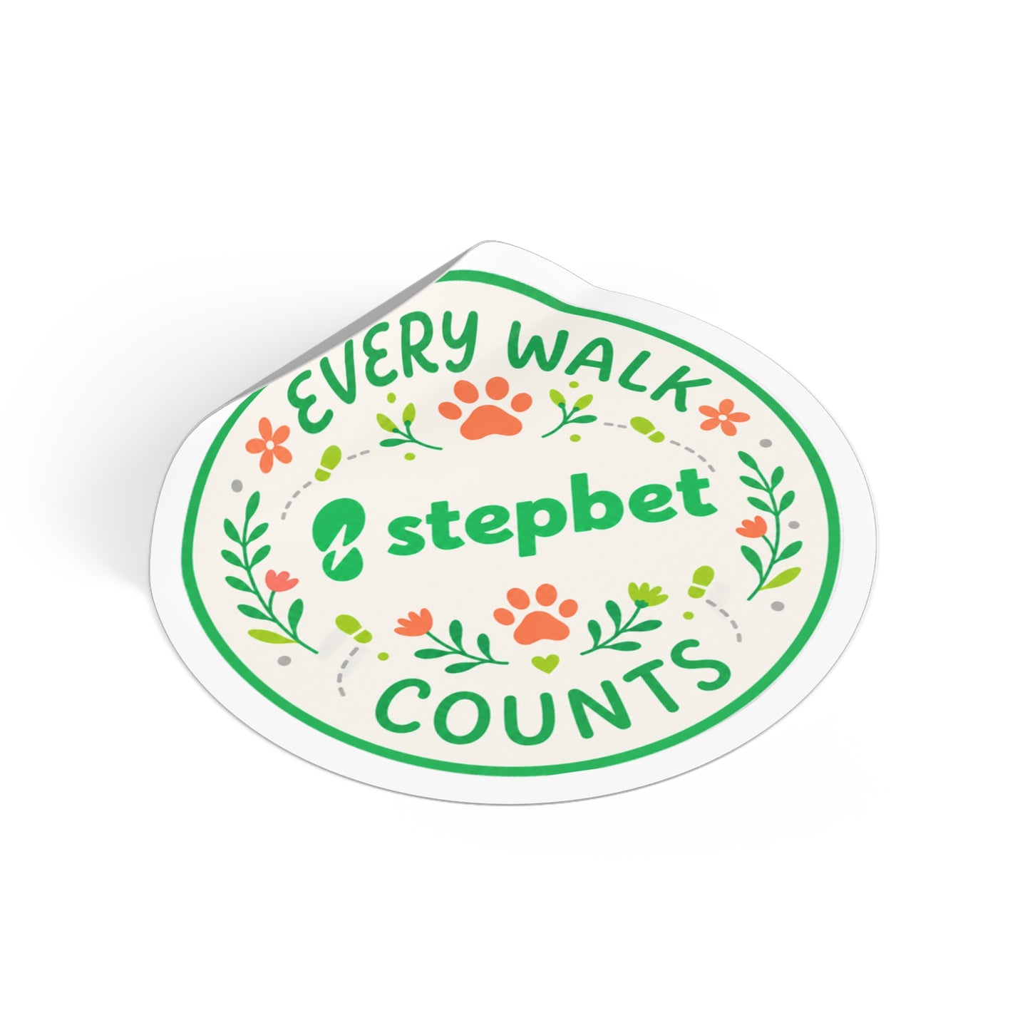 Every Walk Counts- StepBet Pawprint Round Vinyl Sticker