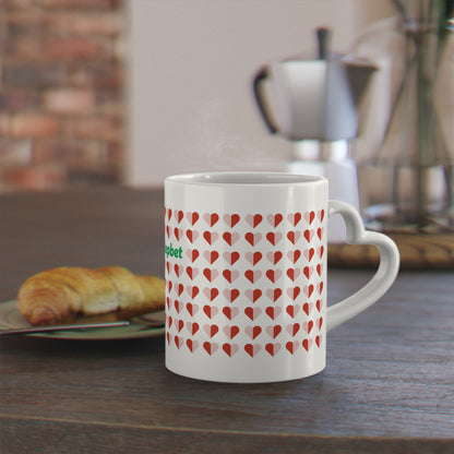 Heart Pattern Mug — 'stepbet' Logo Coffee Cup, Romantic Valentine Gift