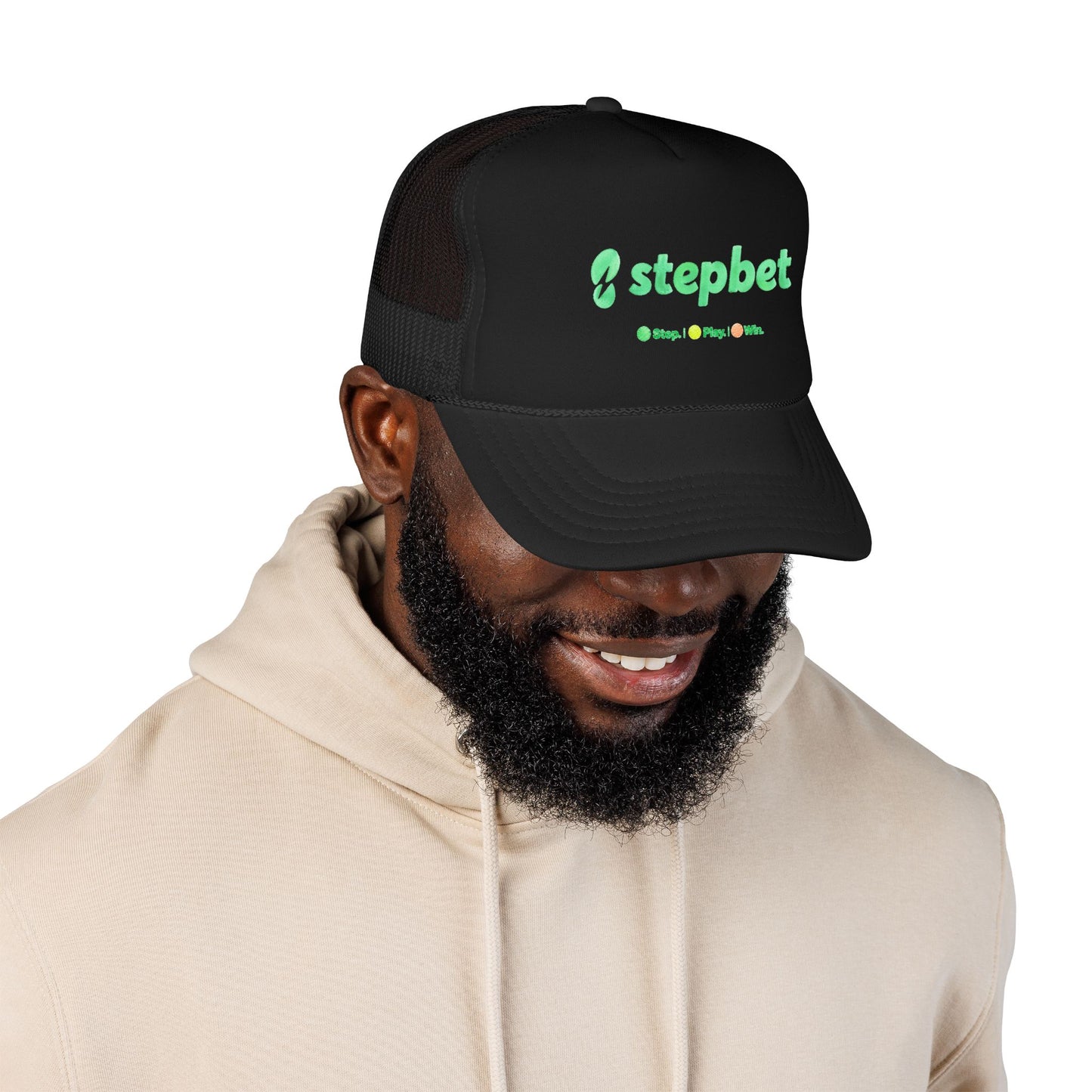 StepBet Logo Trucker Hat — Foam Mesh Fitness Cap