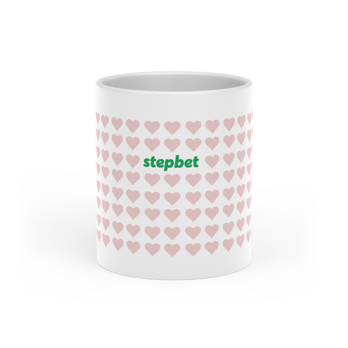 Heart Pattern Mug — 'stepbet' Logo Valentine's Coffee Cup