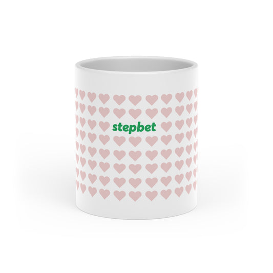 Heart Pattern Mug — 'stepbet' Logo Valentine's Coffee Cup